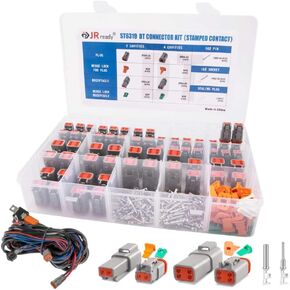 JRready 316PCS DT Connector 2 Pin 4 Pin kit, Deutsch Pins Sockets Size 16 Stamped Formed (14-18AWG) Waterproof Wiring Harness Plug replace, for Offroad LED Light Bar Work Light Driving Fog Boat Light