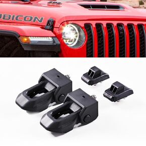 JL Hood Latches for J eep Wrangler Locking Hood Latch Kit Compatible with 2018 2019 2020 2021 2022 2023 J eep Wrangler JL J eep Gladiator Eliminate Hood Flutter Base