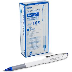 Pentel Floatune Rollerball, 1.0mm Bold Point, Blue Ink, Box of 12 (BY110-C)