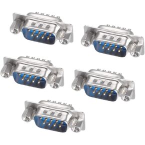 uxcell D-sub Connector Male Plug 9-pin 2-Row Port Terminal Breakout for Mechanical Equipment CNC Computers Blue Pack of 5