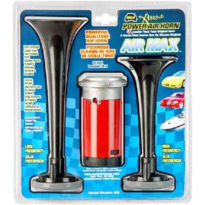 Wolo (402) Air Max Black Plastic Trumpet Horns - 12 Volt, High and Low Tone