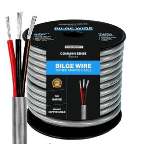 14 Gauge 3 Conductor Wire for Bilge Pump - 25 ft Triplex - Marine Grade Wire Tinned Copper Oxygen-Free Insulated - 14/3 AWG UL 1426 Standard PVC Wire for Boat, Automotive, Speakers, Camper & Trailers