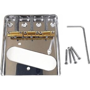 Chrome Bridge Assembly with 3 Brass Saddles Set for Fender Telecaster Tele Vintage Electric Guitar Replacement Part