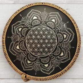 GUDA DRUM Freezbee Flower of Life with Rope Decoration and Perfect Travel Bag