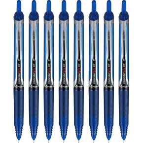 Pilot, Precise V5 RT Refillable & Retractable Rolling Ball Pens, Extra Fine Point 0.5 mm, Blue, Pack of 8