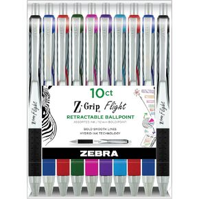 Zebra Pen Z-Grip Flight Retractable Ballpoint Pen, Bold Point, 1.2mm, Blue Ink, 12-Count