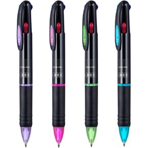 favide 4 Pack 0.7mm 4-in-1 Multicolor Ballpoint Pen，4-Color Retractable Ballpoint Pens for Office School Supplies Students Children Gift
