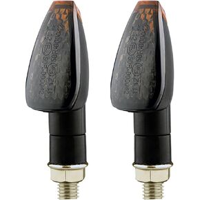 ANKIA 2Pcs 14 LED Universal Motorcycle Flowing Turn Signal Lights Mini Stalk Arrow Indicators Motorbike Front Rear Blinkers Amber Lamp Fit for Chopper,Cruisers, Kawasaki, Suzuki, Yamaha (Smoked Black)