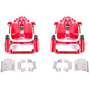 زوج من Power Stop Rear S4698 من الفرجار المطلي بمسحوق أحمر عالي الحرارة