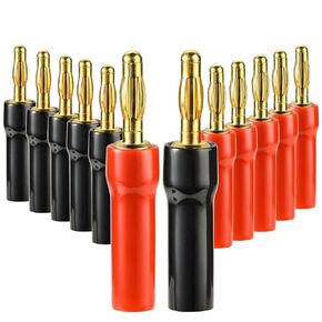 4 mm Gold Plated Open Screw Type Speaker Connector Banana Plugs,12 Count(1 Pack of 6 Pairs)