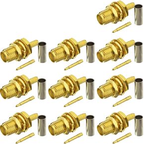 Eightwood 10pcs SMA Male Crimp RF Connector Gold-Plating for RG316 RG174 Cable