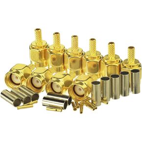 ثمانية أضعاف 10 قطع SMA ذكر تجعيد RF موصل الذهب تصفيح لكابل RG316 RG174