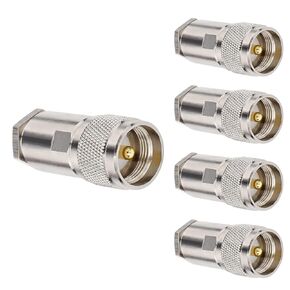 PL259 Coax Connectors, 5-Pack PL-259 UHF Male Clamp Connector PL259 UHF Plug Male RF Coax Connector for LMR400/RG8/RG8U/KMR400/Belden 9913/7D-FB Cable