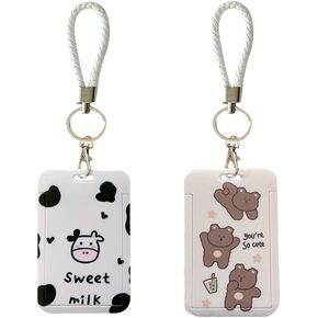 2 Pcs Photocard Holder Keychain Cute Kpop Photocard Holder with Keychain ID Badge Holder Student Bus Card Pendant Keychain Protective Photo Sleeves