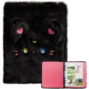 Cartoon Kpop Photocard Binder Plush with 30Pcs Inner Pages Kpop Photocard Album Kpop Photocard Book Kpop Photocard Holder Kpop Photocard Organizer for Kpop Enthusiast Black