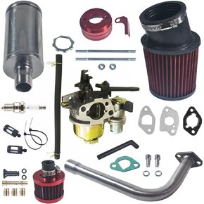 Upgrade Carburetor Adapter Exhaust Pipe Muffler Jet Stage 2 Kit for Non-Hemi Predator 212cc 196cc 6.5Hp GX160 GX200 KT196 CT200U BT200X for Baja MB200 Mini Bike Go Kart Performance Parts(blue)