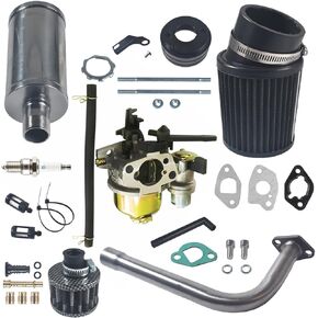 ترقية المكربن ​​محول العادم الأنابيب الخمار جيت المرحلة 2 عدة لغير هيمي المفترس 212cc 196cc 6.5Hp GX160 GX200 KT196 CT200U BT200X لBaja MB200 Mini Bike Go Kart Performance Parts (أزرق)