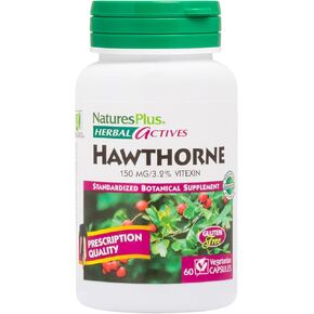 NaturesPlus Herbal Actives Hawthorne 150 mg - 60 كبسولة نباتية - يدعم صحة القلب - خالي من الغلوتين - 60 وجبة in Kuwait