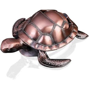 Turtle Ashtray with Lid Windproof Metal Ashtray Outdoor, Indoor Ashtray Ash Ashtray for Weed, Vintage Practical Decoration Ashtrays for Cigarettes Metal Gift for Men Women (Bronze)