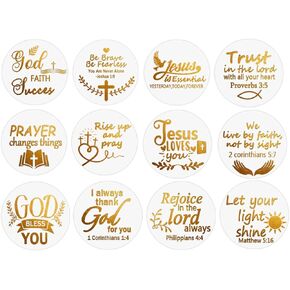 Jesus Faith Gold Foil Stickers,Bible Quote Gold Foil Stickers,1.5 inch Clear Christian Christmas Religious Bible Verse Envelope Seals Labels,120 Pcs