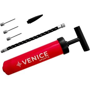 Ball Pump Kit - 8" - Perfect for Soccer Balls Volleball Basketball Football and More - Complete Hand Pump Kit with Needles, Flexible Hose and Carry Bag