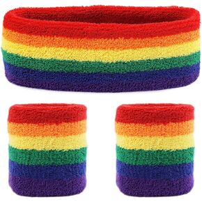 3Pieces Sweatband Set, Sports Headband Wristband Set, Including 1Pcs Sports Headband and 2Pcs Sweat Wristband, Moisture Wicking Sweat Absorbing Cotton Sweat Band for Men and Women