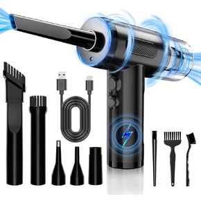 Wireless Handheld Car Vacuum, 12000Pa Strong Suction Mini Vacuum Rechargeable, Compressed Air Duster, Air Blower and Cleaner, 3-in-1 Design, 3 Gear, with LED Light, Multi-Scenario Uses