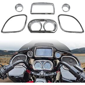 Inner Fairing Trim Kit for 2015-2022 Road Glide, Chrome Speedometer Gauge Covers for Harley CVO Road Glide Limited Special Ultra 2015-2022 Accessories, Replace #61400296