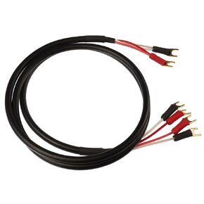 Blue Jeans Cable Canare 4S11 Speaker Cable, with Ultrasonically-Welded Bi-Wire Terminations (One Cable - for one Speaker); Assembled in The USA (6 Foot, Two Bananas to Four Bananas, Black)