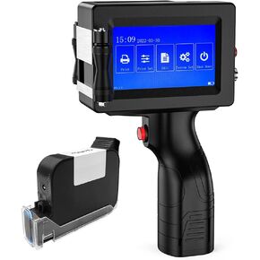 Handheld Inkjet Printer JS12H1 with Touch Screen Inkjet Coder with Quick-Drying Ink Handheld Printer Printing Height 0.08-0.5Inch for Variable Text QRCode/Date/Barcode/Logo/Batch Number/Label