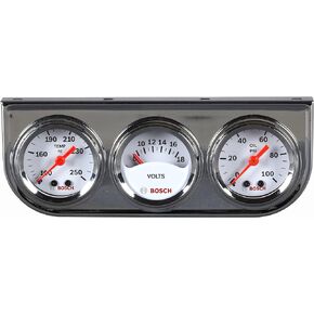 Actron Bosch SP0F000039 Style Line 1-1/2" Mini Triple Gauge Kit (White Dial Face, Chrome Bezel)