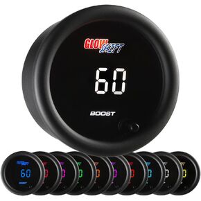 GlowShift 10 Color Digital 60 PSI Boost Gauge Kit - Includes Electronic Pressure Sensor - Multi-Color LED Display - Tinted Lens - for Diesel Trucks - 2-1/16" (52mm)