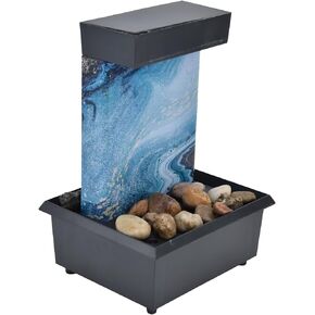 Fdit 3V USB Marble Water Fountain Ornaments, LED Indoor Fountain Tabletop Fountain Waterfall Fountain with Stones for Home Office Table Decoration