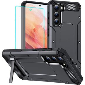 for Samsung S21 Case: Galaxy S21 Case with Screen Protector, Military Grade (Heavy Duty) 360° Rotatable Kickstand Shockproof Protective Cases for Samsung Galaxy S21 (Army Green)