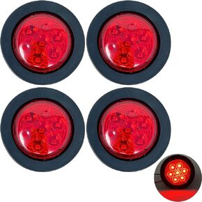 10pc 2" Amber Round Trailer 7 LED Clearance Marker Lights [DOT FMVSS 108] [SAE P2] [Reflector Lens] [Grommet] [Flush-Mount] [Waterproof IP67] Marker Clearance Lights for Trailer Truck