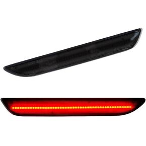 GTINTHEBOX for 2015 2016 2017 2018 2019 Ford Mustang Rear Side Marker Lights Smoked Lens High Power Red 48-SMD LED Lamps