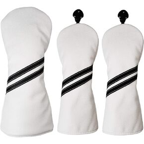 Golf Club Covers Set of 3 Pieces, Driver Headcover, for 1Driver(460cc) 2 Fairway Woods Size, with Rotating Number Plate to Adjust (2#/3#/4#/5#/7#/X#) Number, Suitable for All Golf Brands