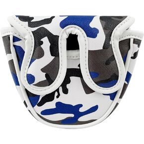 Golf Club Blue Camouflage Camo Mallet Putter, Half Mallet Putter Cover Magnetic Closure PU Leather Headcover