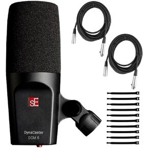 sE Electronics DCM6 Dynacaster Broadcast Microphone Bundle with 2 XLR Cables and 10 Velcro Cable Ties