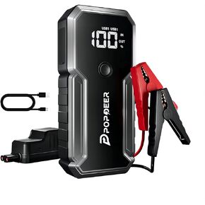 Car Battery Jump Starter, 2500A Jump Box for Car Battery (8.0L Gas/ 6.0L Diesel), 12V Car Battery Charger with Smart Safety Jumper Cables, Battery Booster with Built-in LED Light