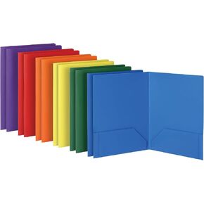 Oxford 2 Pocket Folders, Sturdy Plastic Portfolio, Letter Size, Assorted Colors, 2 Each (Blue, Green, Yellow, Orange, Red, Purple), 12 Pack (14188)