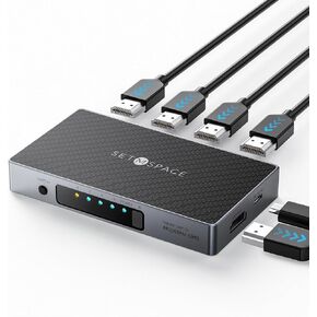 محول HDMI، محول HDMI متين SETMSPACE 4 في 1 مع جهاز تحكم عن بعد، مقسم HDMI 4K 60 هرتز، موسع منفذ HDMI ثابت للمسرح المنزلي والمكتب والفصول الدراسية in Kuwait