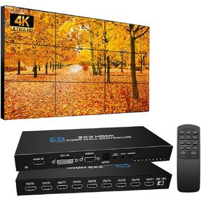 Video Wall Controller 3x3 HDMI Video Image Processor, Support 3840x2160/30HZ HDMI Input & DVI Input, 9-Screen Splicing TV Wall Controller, Support 180 Degree Rotation 3x3 3x2 2x2 3x1 1x4 2x3 4x2 2x4