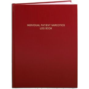 BookFactory Individual Patient Narcotics Log Book/Patient's Narcotic Record - 120 pg - 8.5 x 11, Red Cover, Hardbound LOG-120-7CS-A(Patient_Narcotics)