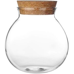 1PC (500G/17oz) Clear Empty Round High Borosilicate Glass Bottle with Cork Cap Refillable Large Capacity Sealed Bottles Vial Jars Candy Dispenser Container Pot Jar Food Storage for Home Kitchen