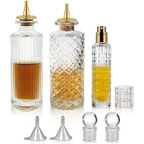 Bitters Bottle and Cocktail Atomizer - Classic Design Glass Bottles with to Add Bitters for Cocktails and Vermouth Bitters Spray Bottle 1oz,Ideal Bartender Gifts Home Bar Accessories