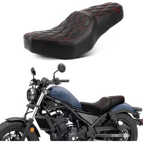 One-Piece Driver and Passenger Seat with Diamond Pattern Stitching for Honda Rebel CMX 300 CMX 500 2017 2018 2019 2020 2021 2022 2023