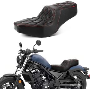 One-Piece Driver and Passenger Seat with Diamond Pattern Stitching for Honda Rebel CMX 300 CMX 500 2017 2018 2019 2020 2021 2022 2023