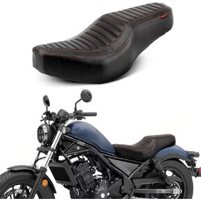 One-Piece Driver and Passenger Seat with Diamond Pattern Stitching for Honda Rebel CMX 300 CMX 500 2017 2018 2019 2020 2021 2022 2023