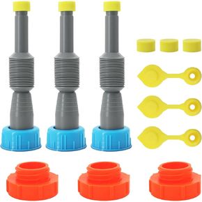 Gas Can Replacement Spout Kit,Gas Can Nozzle with Cap,Very Flexible Universal Spout with Tons of Accessories 3Pack